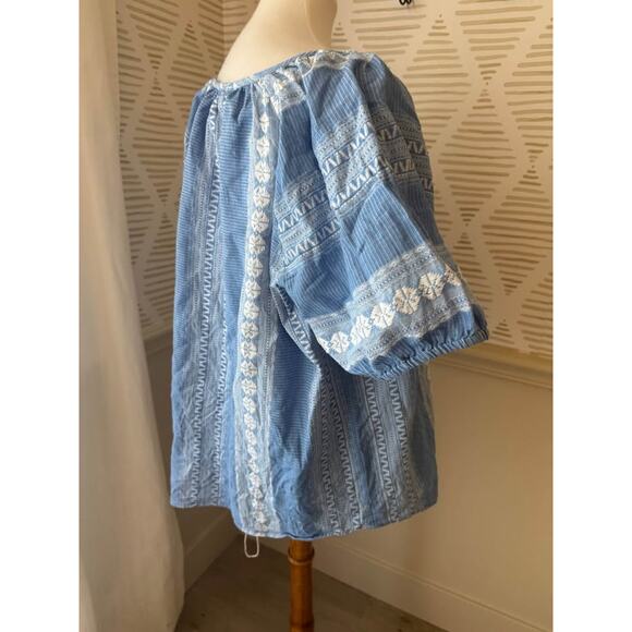 Ivy Jane Women’s XL Blue Over the Border Embroidered Top Blouse - Picture 7 of 9